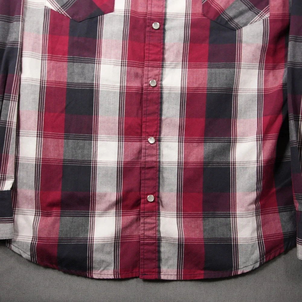 Levi Plaid Pearl Snap Western Cowboy Rodeo Red Black Men Shirt XL Ranch Y2K